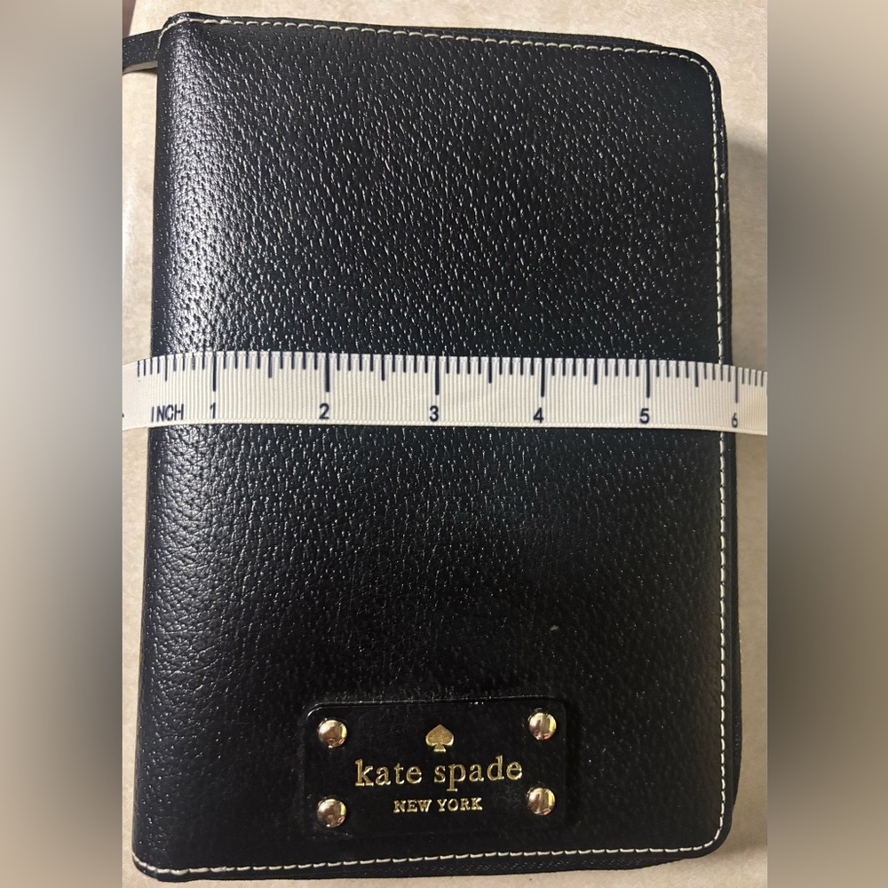 Kate Spade planner-Gold Hardware-Pink lining Black Pebbled Leather Zip Wellesley - Picture 9 of 16
